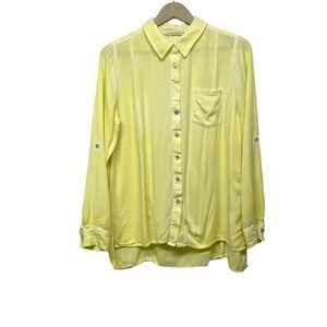 Soft Surroundings Yellow Lightweight Button Up Long Sleeve Shirt Size Medium